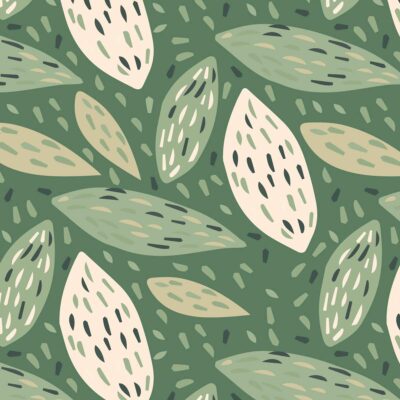 Hojas tropicales sobre fondo verde – Papel pintado o Vinilo