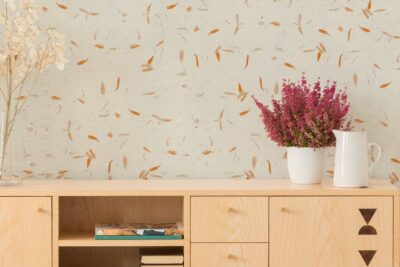 Papel de arroz con pétalos naranjas – Papel Pintado