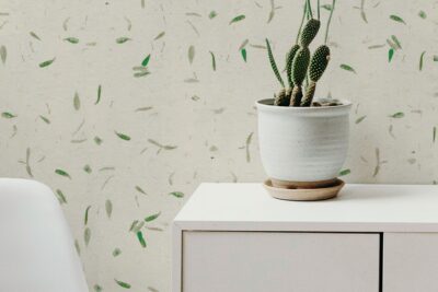 Papel de arroz con pétalos verdes – Papel Pintado