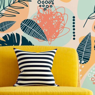 Flores tropicales a todo color- Papel pintado o Vinilo