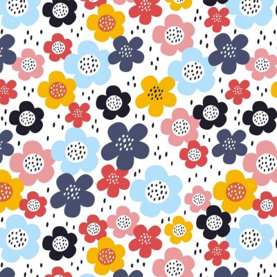 Diseño escandinavo de flores – Vinilo o Papel pintado nórdico