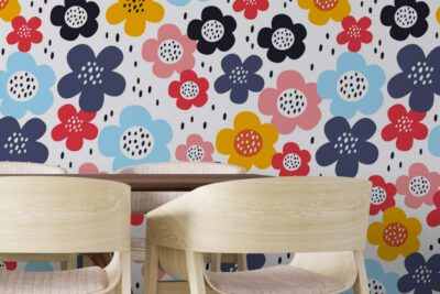 Diseño escandinavo de flores – Vinilo o Papel pintado nórdico