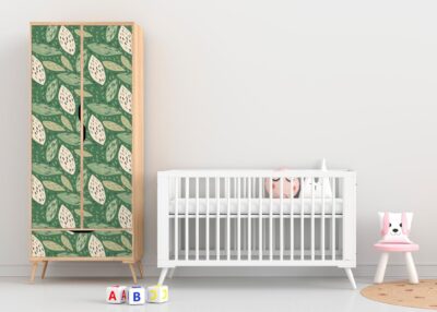 Hojas Tropicales sobre fondo verde – Vinilo para muebles