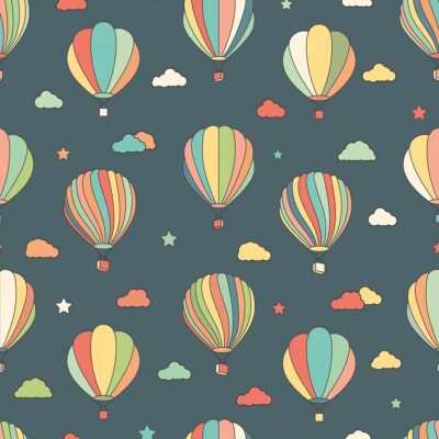 Globos Aerostáticos sobre fondo azul – Papel pintado o Vinilo