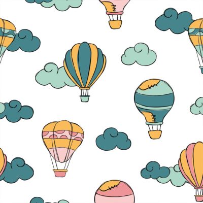 Globos Aerostáticos con nubes – Papel pintado o Vinilo