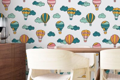 Globos Aerostáticos con nubes – Papel pintado o Vinilo