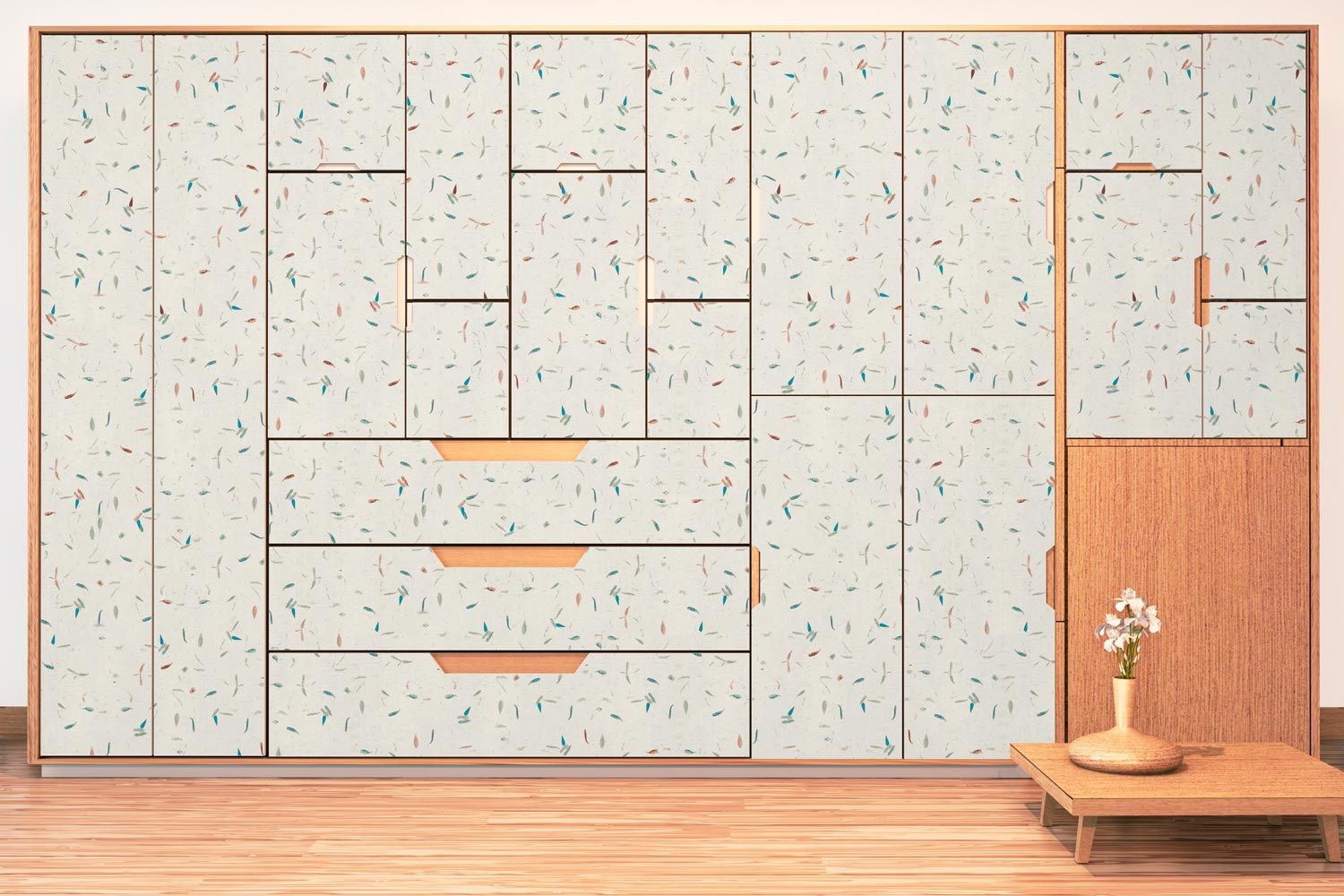 Papel de arroz con pétalos azul y marrón - Vinilo para muebles - Imagen 5